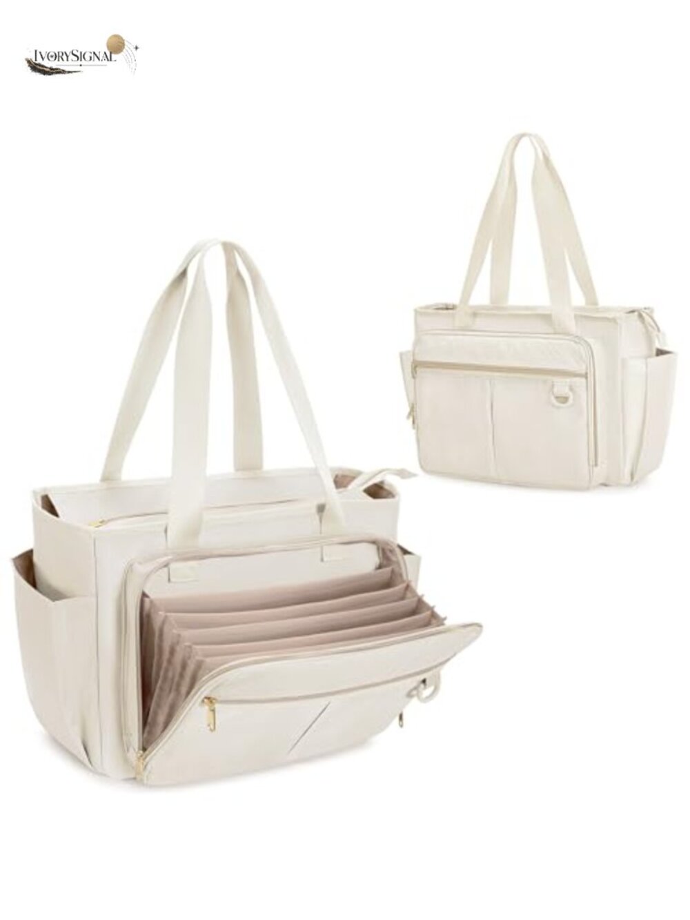Teacher Tote Bag with Accordion File Organizer, Large Utility Bag for Work